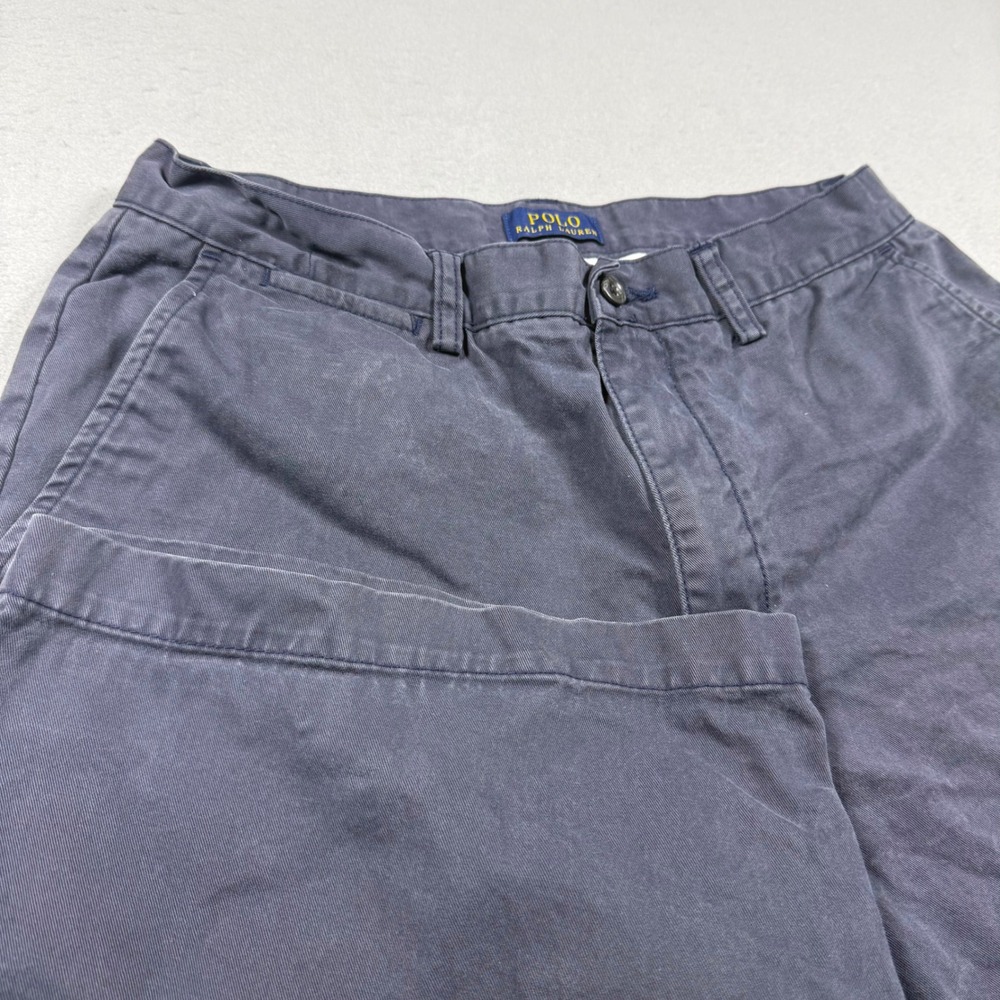Polo Ralph Lauren Men Navy Blue Chino Shorts Cotton Twill Flat Front Classic Fit